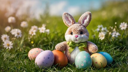easter bunny and easter eggs