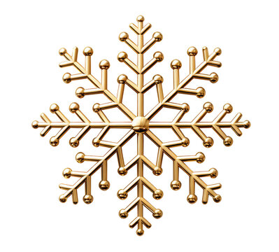Gold snowflake isolated on transparent background
