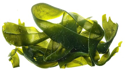 Laminaria Kelp Seaweed Isolated on White Background. Generative Ai