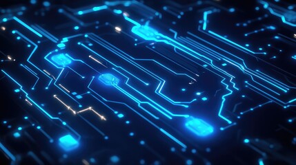 Obraz premium Abstract digital background with glowing blue circuits, suitable for technology and innovation themes