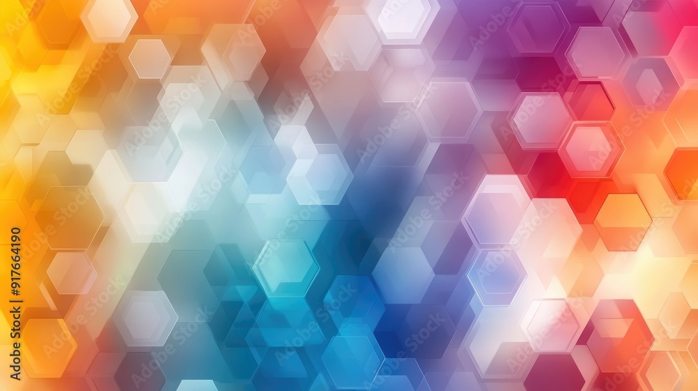 Poster abstract geometric background with hexagonal patterns and bright colors, perfect for tech and modern