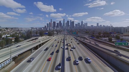 Obraz premium A captivating view of Google Maps' live traffic feature, providing real-time insights into bustling city streets and highway conditions, presented in vibrant