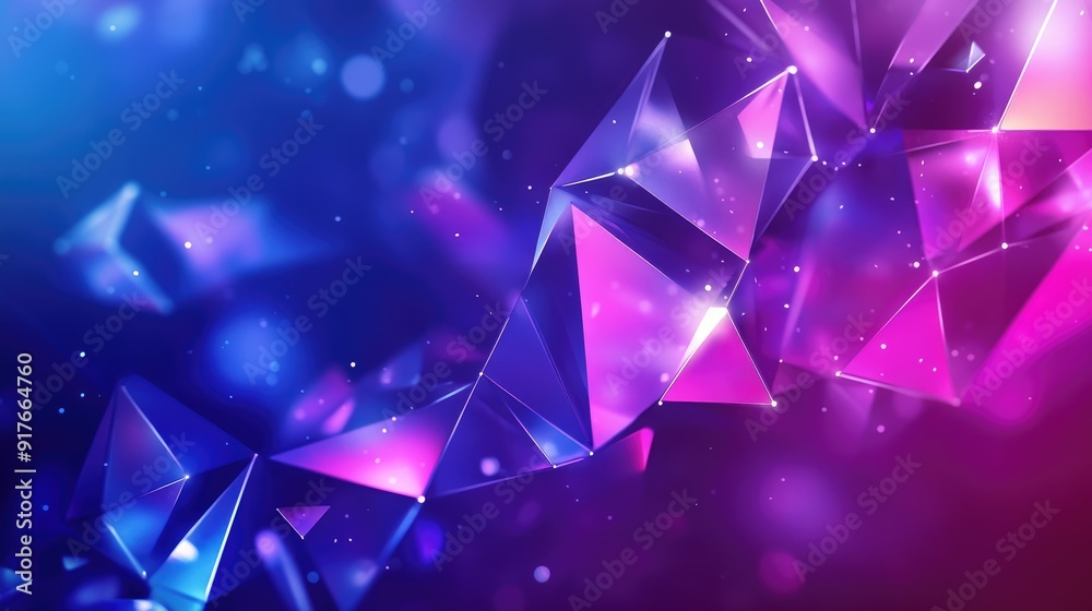 Wall mural abstract polygonal background with faceted shapes in various shades of purple and blue, ideal for te