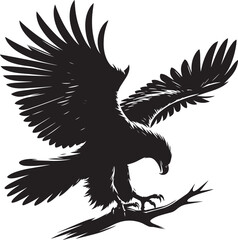 Flying Eagle bird Silhouette isolated on white background Minimalist Eagle vector shape