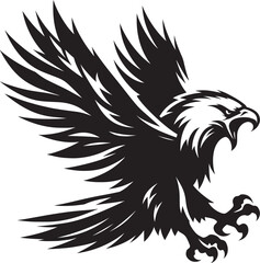 Flying Eagle bird Silhouette isolated on white background Minimalist Eagle vector shape