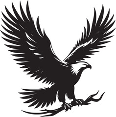 Flying Eagle bird Silhouette isolated on white background Minimalist Eagle vector shape
