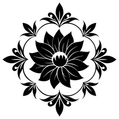 Abstract floral frame silhouette vector