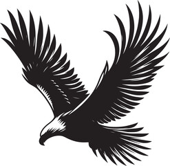 Flying Eagle bird Silhouette isolated on white background Minimalist Eagle vector shape
