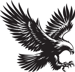 Flying Eagle bird Silhouette isolated on white background Minimalist Eagle vector shape