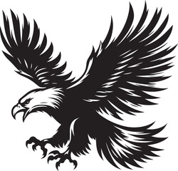 Flying Eagle bird Silhouette isolated on white background Minimalist Eagle vector shape