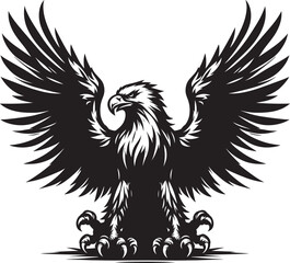 Flying Eagle bird Silhouette isolated on white background Minimalist Eagle vector shape