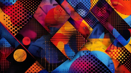 Bold and dynamic polka dot background featuring intricate geometric patterns for a vibrant look...