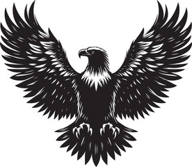 Flying Eagle bird Silhouette isolated on white background Minimalist Eagle vector shape