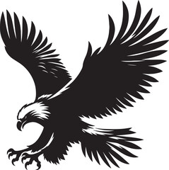 Flying Eagle bird Silhouette isolated on white background Minimalist Eagle vector shape