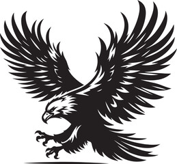 Flying Eagle bird Silhouette isolated on white background Minimalist Eagle vector shape
