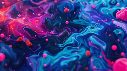 Fototapeta premium Parasites and protozoa in a river environment, with vibrant colors and holographic data points, earthy and blue tones, surrealism, watercolor.