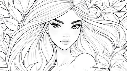 Fototapeta premium A charming fairy princess coloring page featuring a delightful cartoon character, perfect for imaginative fun