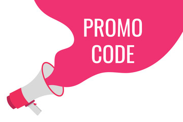 promo code button, banner, label, template for website. promo code text with colorful megaphone icon
