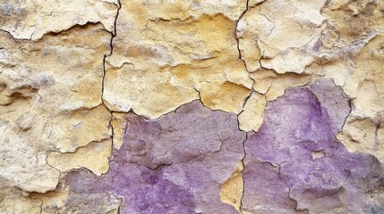 Fototapeta premium Textured background of rough uneven surface of brown and purple stone wall with cracks