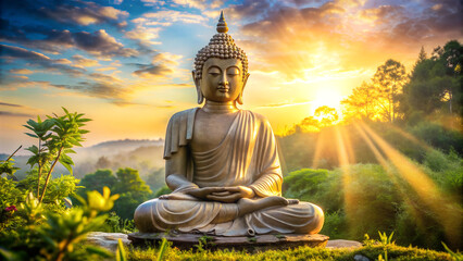 Obraz premium Buddha statue on a sunny morning 