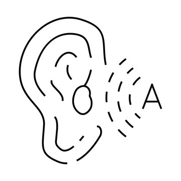 recommend clip art: noise listening ear line icon vector. noise listening ear sign. isolated contour symbol black illustration