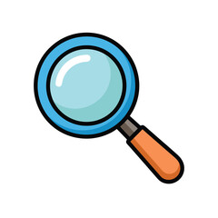 Cartoon magnifying glass vector icon illustration for clipart and design.