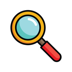 Cartoon magnifying glass vector icon illustration for clipart and design.