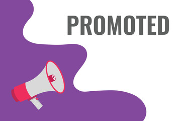 promoted button, banner, label, template for website. promoted text with colorful megaphone icon
