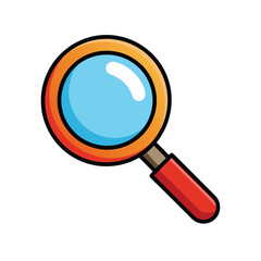 Cartoon magnifying glass vector icon illustration for clipart and design.