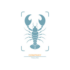 Lobster or crayfish emblem. Seafood shop logo, signboard, restaurant menu, fish market, banner, poster design template. Fresh seafood or shellfish product.
