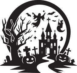 Halloween logo icon silhouette vector style with white background 02