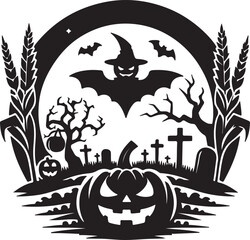 Halloween logo icon silhouette vector style with white background 02