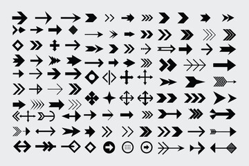 Big Set of Arrows Sketch Icons - Arrow Direction Vector Illustration Collection
