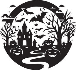 Halloween logo icon silhouette vector style with white background 02