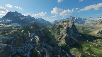 An awe-inspiring image showcasing Google Earth's 3D terrain view, bringing to life the majestic beauty of mountains, valleys, and landscapes across the globe with breathtaking realism in