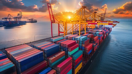 Shipyard cargo container sea port freight forwarding service logistics and transportation shipping depot custom port for import export trade transport business manufacturing shipping