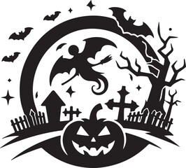 Halloween logo icon silhouette vector style with white background 02
