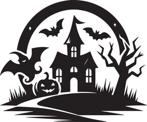 Halloween logo icon silhouette vector style with white background 02