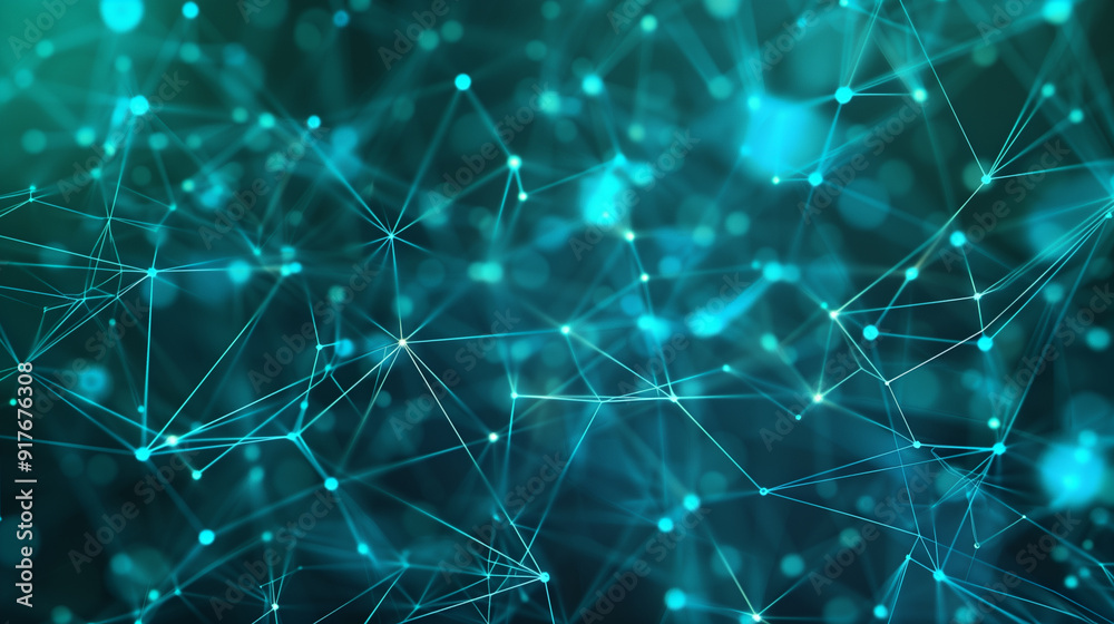 Poster internet network background with interconnected nodes and dynamic data connections, digital world co