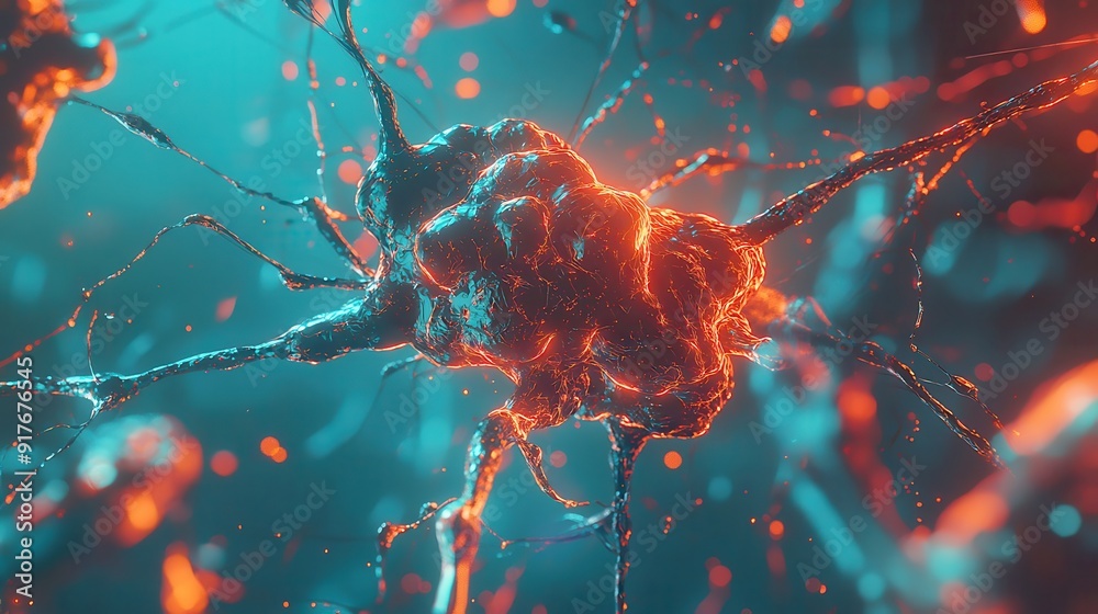 Poster vibrant abstract neural network, a dynamic display of glowing nodes and interconnected pathways, evo