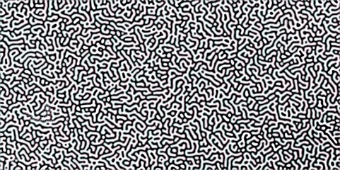 Abstract Turing organic wallpaper with background. Turing reaction diffusion monochrome seamless pattern with chaotic motion. Natural seamless line pattern