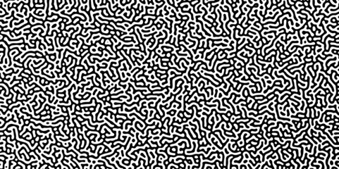Abstract Turing organic wallpaper with background. Turing reaction diffusion monochrome seamless pattern with chaotic motion. Natural seamless line pattern