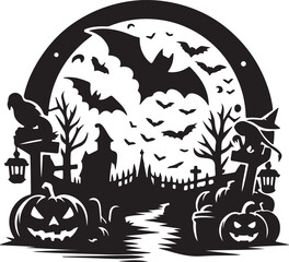 Halloween logo icon silhouette vector style with white background 02