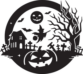 Halloween logo icon silhouette vector style with white background 02