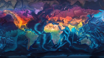 Fototapeta premium An enticing snapshot of Google Earth's time zone feature, visually representing the world's time divisions with vivid colors and clear boundaries in high-definition