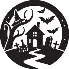 Halloween logo icon silhouette vector style with white background 02
