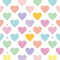 Seamless Pattern of Pastel Hearts on a White Background A cheerful and vibrant design perfect for adding a touch of romance and whimsy to any project