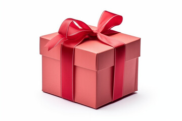 baby red color Gift box with blank label for mockup on a white isolated background