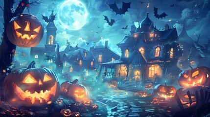 Halloween party with a festive and unique place, All kinds of party supplies Halloween, Happy Halloween background
