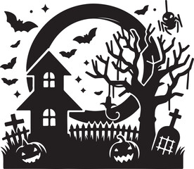 Halloween logo icon silhouette vector style with white background 02